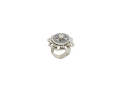 Серебряное трехслойное кольцо в форме объемного цветка